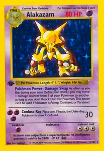 POKEMON HOLO SHADOWLESS ALAKAZAM #1 CARD 1999 Foto Calamita @ 3"x5" - Foto 1 di 3
