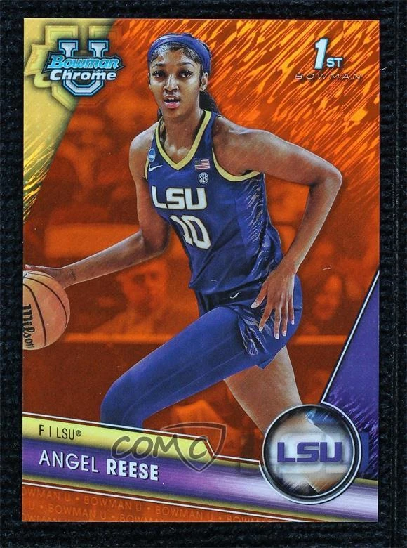2023-24 Bowman University Chrome Orange Shimmer Refractor 14/25 Angel Reese #49