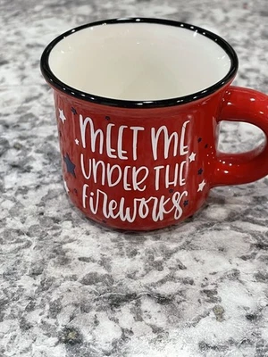 Mini Taza, Hecha a Mano, "Meet Me Under The Firew" Decoración Rústica/Granja, 4"x2" Foto 1 de 4