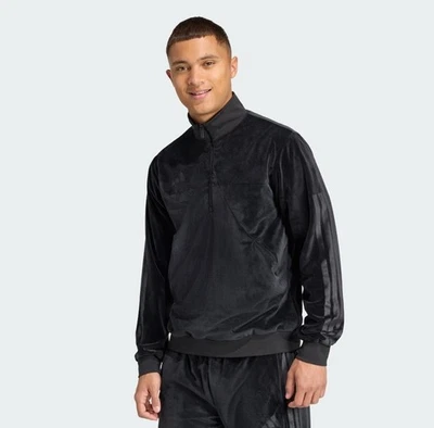 Nuevo Adidas VELOUR Media Cremallera Chaqueta Ropa Deportiva Retro Negro Suéter Para Hombre Talla M Foto 1 de 4