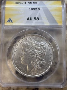 1892 Morgan Silver Dollar ANACS AU-58 - Picture 1 of 4