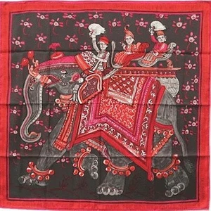 Hermes Scarf Stole Beloved India Elephant Animal Philippe Dumas Silk Auth New 90 - Picture 1 of 8