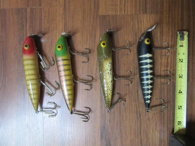 Lote de 4 señuelos de pesca vintage Rinehart Musky Jinx Foto 1 de 4