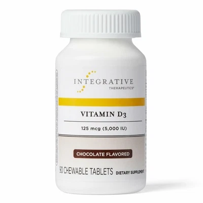 Vitamina D3 125 mcg Masticable 90ct Sabor Chocolate Sin Gluten Sin Lácteos Inmune Foto 1 de 4