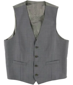 Calvin Klein Mens Windowpane Four Button Vest, Grey, 40 Long - Picture 1 of 1