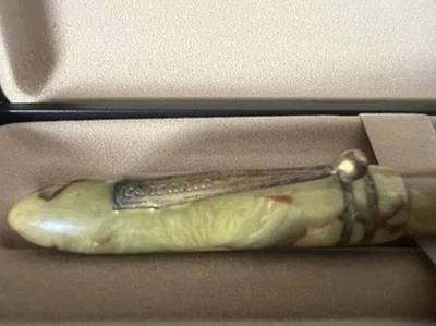 Arcadia Füllfederhalter Zelluloid Marmoriert Feder Gold 14k Rover Vintage - Bild 1 von 4