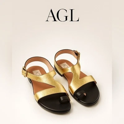 Женские босоножки AGL Attilio Giusti Leombruni золотистый металлик кожа носок петля 40 - Изображение 1 из 4