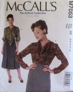 McCalls 7053 Archive Collection Womens 6-14 BEAUTIFUL BOW BLOUSE Draped Pattern - Picture 1 of 2