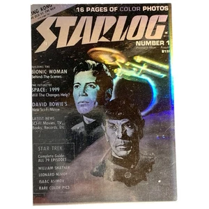TARJETA HOLOGRAMA PLATA STAR TREK SERIE ORIGINAL STARLOG #1 CAPT KIRK MR SPOCK - Imagen 1 de 4
