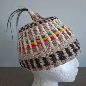 Cappello tradizionale in lana di pecora fatto a mano montagne etiopi boho indie berretto tribale - Foto 1 di 7