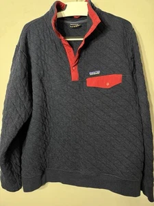 Patagonia Organic Cotton Quilt Snap-T Pullover Men's Large Navy Red - Picture 1 of 3