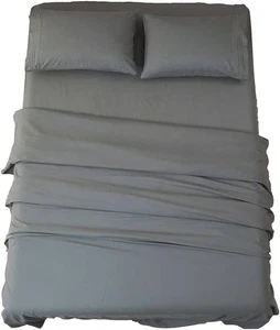 SONORO KATE Bed Sheet Set Super Soft Microfiber 1800 Thread Count (Dark gray) Ki - Picture 1 of 12