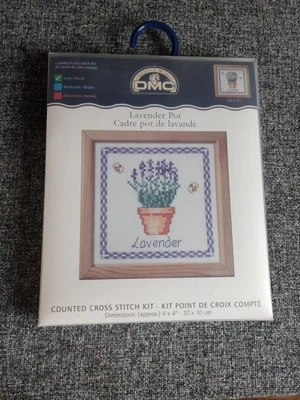 DMC Lavender Pot Counted Cross Stitch Kit With Frame K4723 New - Image 1 of 4
