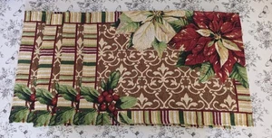 Set 4 Vintage Gobelin Weihnachten Tischsets Wohndeko Urlaub Weihnachtsstern Stechpalme  - Bild 1 von 9