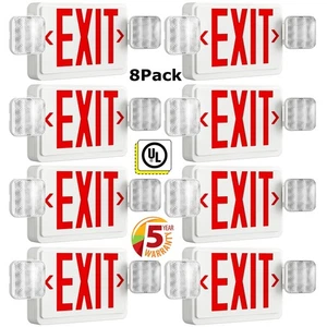 Exit Sign with Emergency Lights Red, LED Emergency Exit Light with Battery 8Pack - Picture 1 of 24