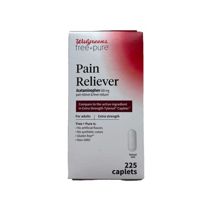 Walgreens Free + Pure Pain Reliever Acetaminophen 500mg 225 Caplets - Image 1 of 3
