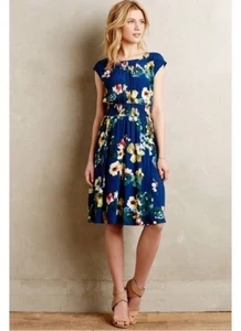 Maeve Anthro Evaline Kleid geblümt blau fließend Sommerkleid Größe S - Bild 1 von 5