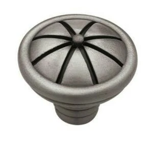 PBF520Y-BSP 1 3/8" Pie w/ Rings Brushed Satin Pewter Cabinet Drawer Knob Pull - Picture 1 of 1