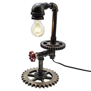 Loft Style Vintage Metal Dimmable Table Lamp with Wood Base, Shawn, Steampunk... - Picture 1 of 6