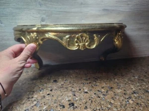 VTG BURWOOD Regency Shiny Gold Color Wall Shelf #2626  13”x 6” MCM - Picture 1 of 10