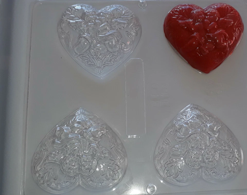 ANGELS ON HEART CHOCOLATE OR SOAP MOULD  4 CAVITY  - Image 1 of 1