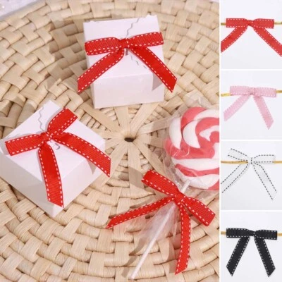 3" Pre Tied Mini Grosgrain RIBBON Twist Tie Bows DIY Party Favor Decorations - Image 1 of 4