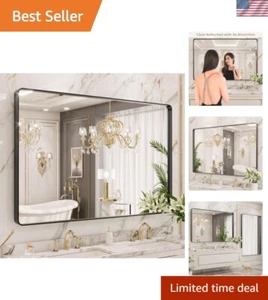 Large Rounded Rectangular Bathroom Mirror - Anti-Rust Tempered Glass Elegance - Picture 1 of 8