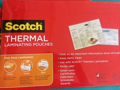 25 Scotch 3M - 11" X 17" (291 mm X 444 mm) Menu Size Thermal Laminating Pouches - Image 1 of 4