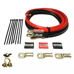 0 AWG Gauge Big 3 Upgrade Wiring Kit Pure OFC Copper Red Black Car Alternator - Picture 1 of 9