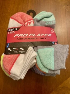10 Pair Girls Pro Player Performance Low Cut Socks Shoe Size 10.5-4 - Picture 1 of 3