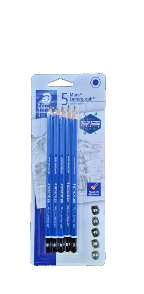 Lápices de grafito Staedtler 5 Mars Lumograph HB 2b 4b 6b 8b Malasia mejor opción Foto 1 de 4