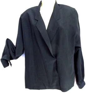 Blusa de seda negra Neiman Marcus talla 8 elegante elegante con clase camisa a presión Usada en excelente condición - Imagen 1 de 8