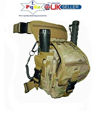 PQDA Metal Detecting Detector Camo Waist & Leg Finds Bag Pouch Heavy Duty + 1 Eyelet.