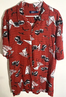 Camisa Boca Classics de abajo roja velero bote gaviotas para hombre XXL 2XL corta Foto 1 de 4