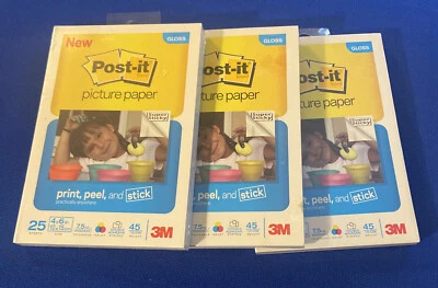 Lot of 3 3M Post-It Picture Paper Semi Gloss 4 x 6" 25 Sheets EachSealed NWT - Image 1 of 4