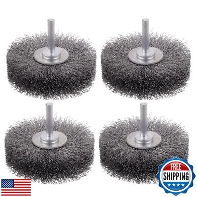 Paquete de 4 cepillos de rueda de alambre Rocaris para accesorio de taladro, cepillo de alta resistencia de 3 pulgadas Foto 1 de 4