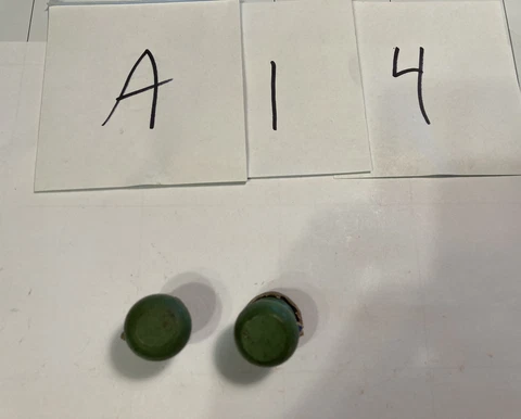 2 Vintage Wooden Painted Green Cabinet Knobs 7/8” x 7/8” Cover