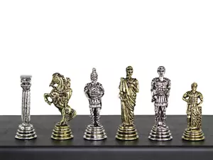 Roman Metal Chess Pieces Nickel & Brass 2.5 Inch - Picture 1 of 3
