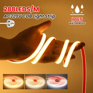 220V 240V COB LED Strip Lights Outdoor Waterproof IP67 Flexible Tape Rope Lights - Picture 1 of 22