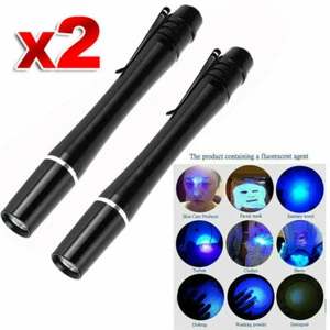 2x Mini UV Violet Light Penlight Pet Urine Stains Detector LED Flashlights Torch - Picture 1 of 12