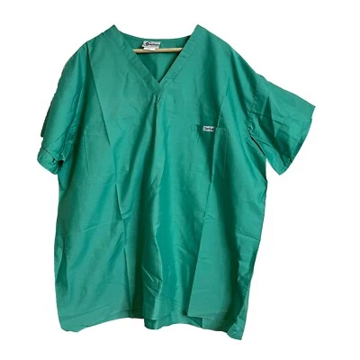 Spectrum Always Bright Green Scrub Top Size XL S/S V Neck 2 Pockets New - Image 1 of 4