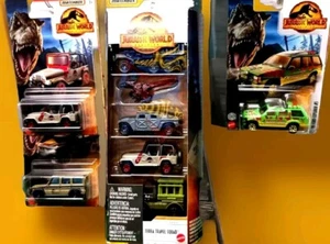 Matchbox-JURRASSIC WORLD-7 Car Lot- Incl Raptor Ford Jeep Mercedes GMC Raptor - Picture 1 of 5