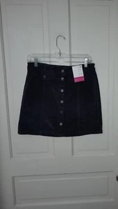 NWT (MSRP $38) SO Mid Rise Mini Skirt Black Corduroy Button-Up - Picture 1 of 12