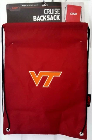 Virginia Tech Hokies Backpack Cruise Backsack Drawstring Red Lightweight New Cover