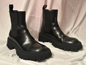 Balenciaga Black Italian Men's Leather Chelsea Platform Boots Size 11 US - Picture 1 of 13