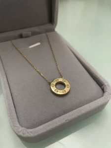 Echt 18k 750 Gelbgold Kreis Halskette Minimalistisch Sonderanfertigung 17-18" 🇺🇸 - Bild 1 von 17