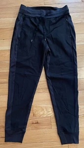 ATHLETA Black Track Joggers Drawstring Waist Zip Pockets Size 8 - Picture 1 of 3