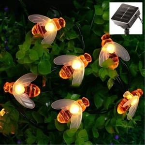 30 LED Solar Powered Bee String Lights Outdoor Yard Garden Decor Waterproof Lamp - Picture 1 of 9