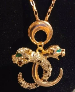 Fabulous Betsey Johnson Gold toned Double Leopard Jewelry Set Necklace/Earrings - Picture 1 of 10