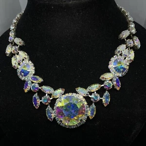 Collar Grande Michal Negrin Cristales Elegante Noche Flores Hecho en Israel - Imagen 1 de 13
